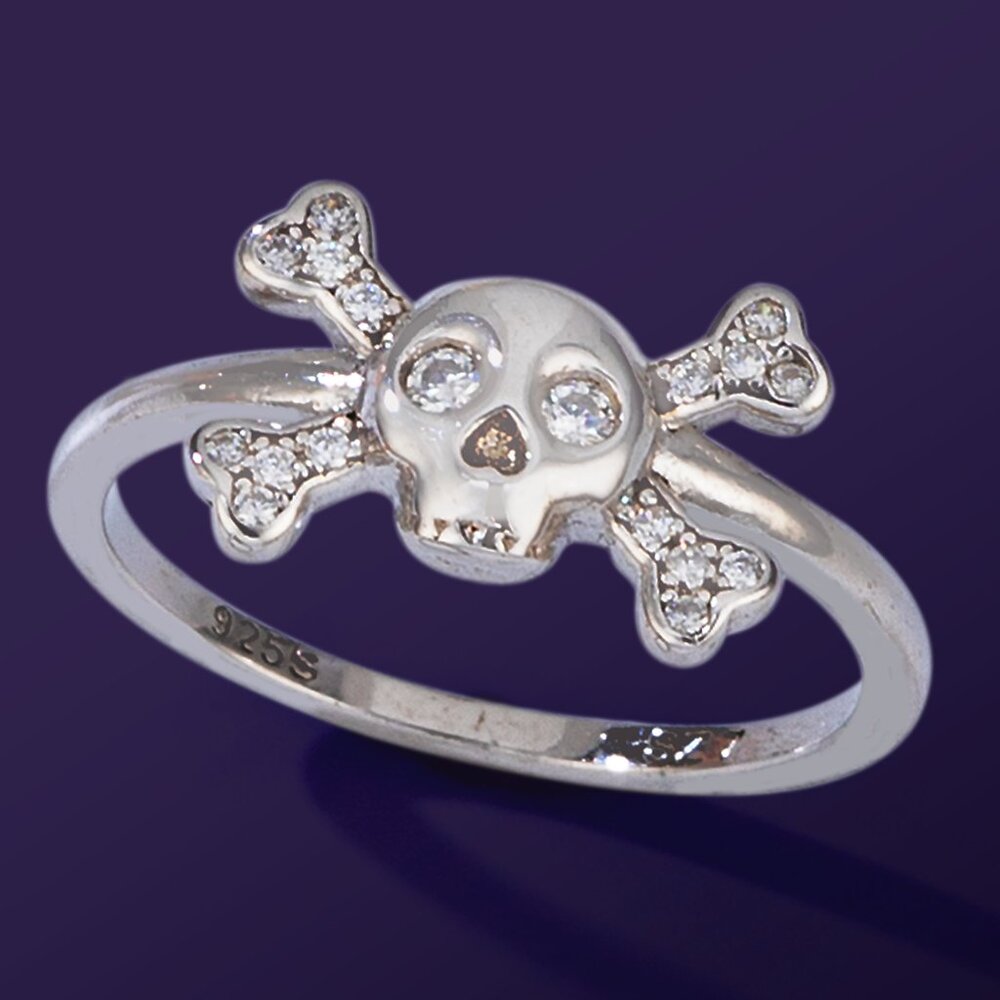 Vintage Charmed Aroma Skull Ring, 925 Sterling Silver